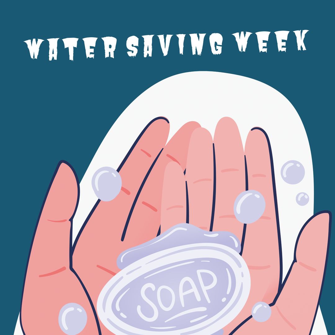 Illustration Promoting Water Conservation with Soap Symbolism