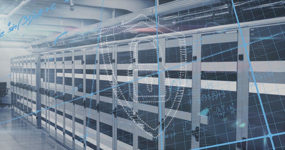 Cybersecurity Concept Server Room with Digital Secure Lock