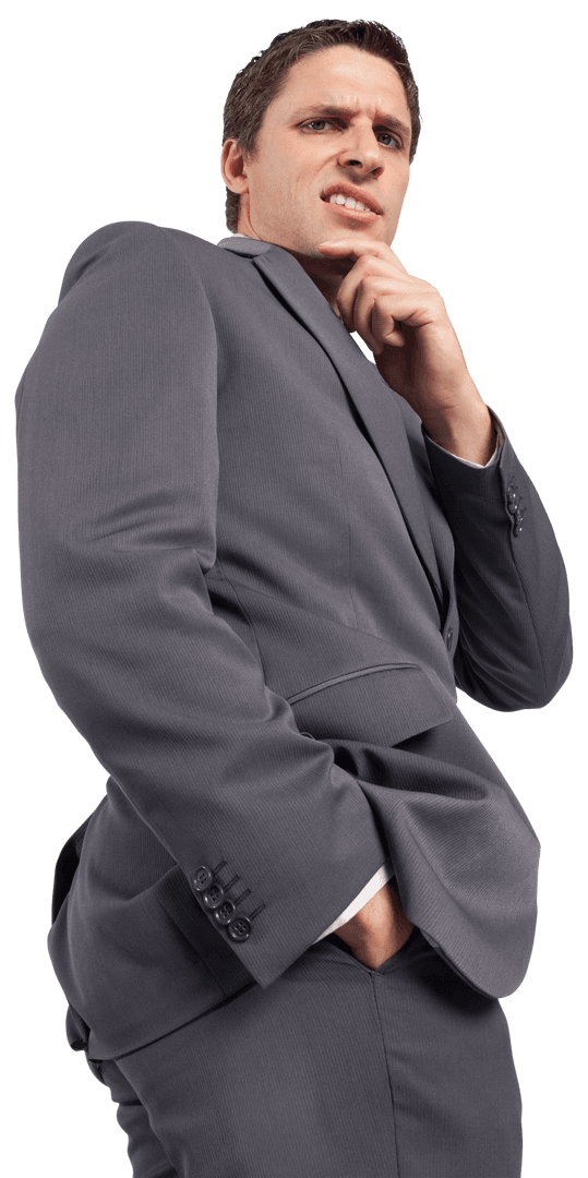 Transparent Businessman Pondering Idea