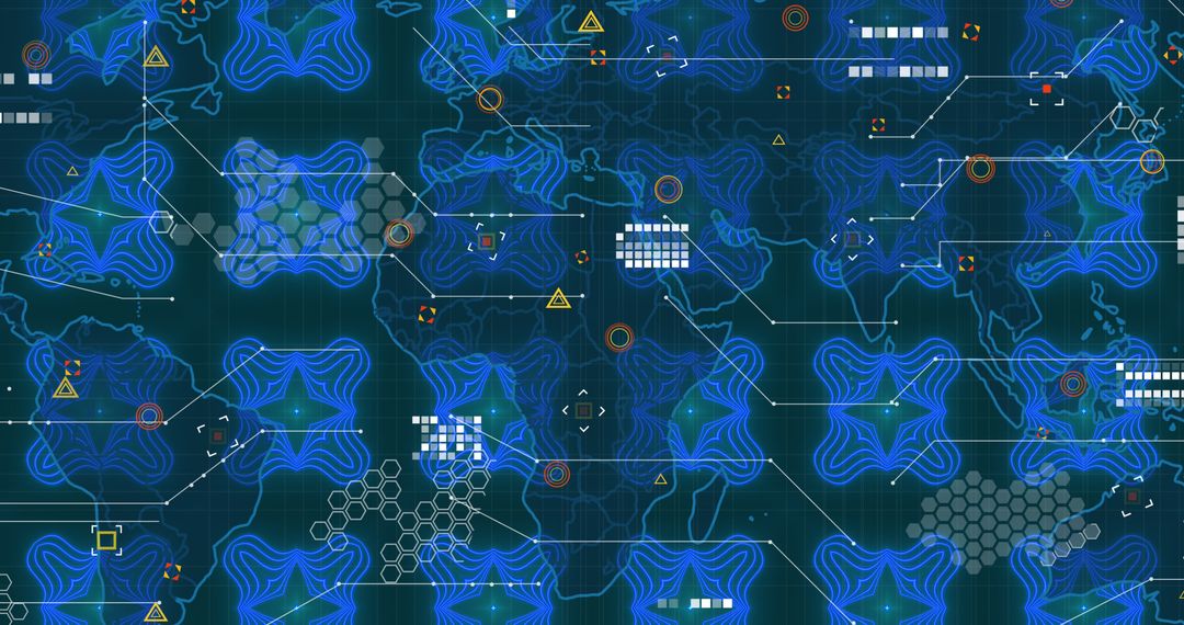 Futuristic Global Network Security Interface Visualization