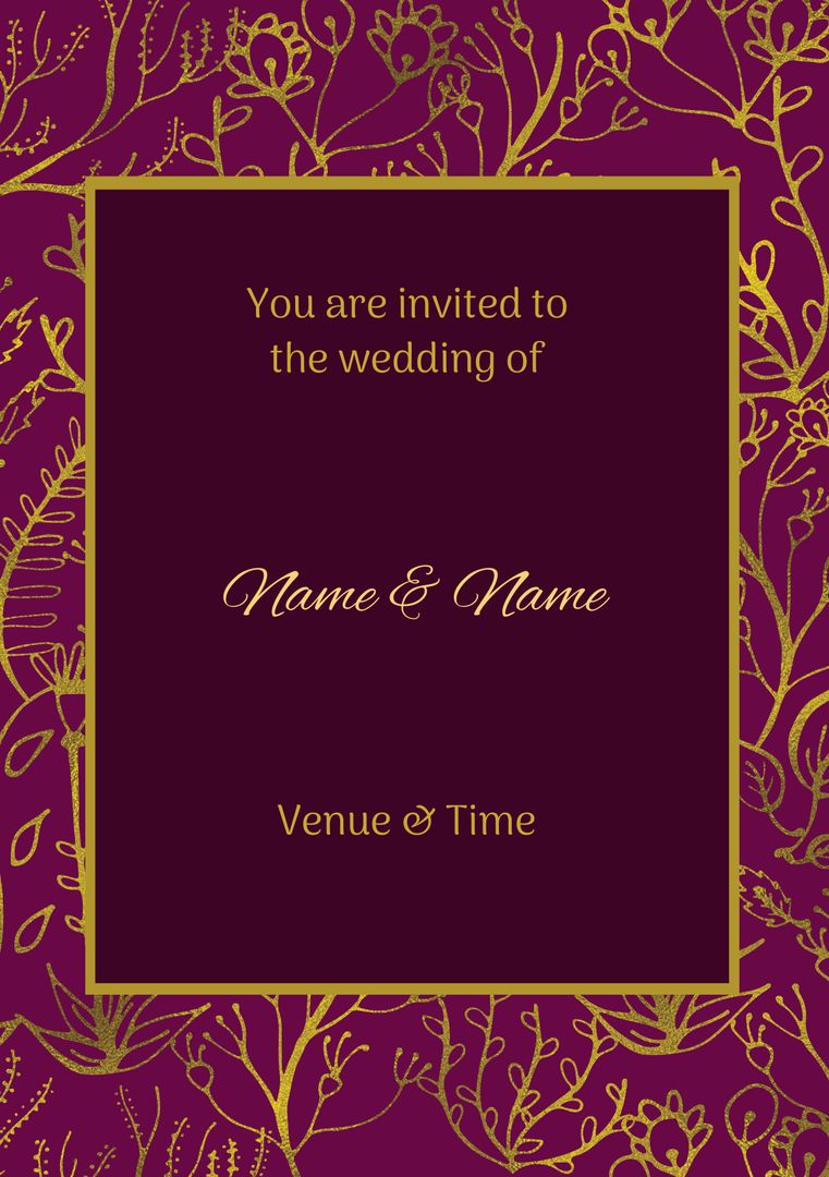 Elegant Wedding Invitation with Gold Floral Indian Patterns - Download Free Stock Templates Pikwizard.com