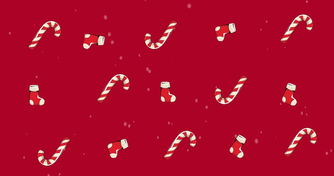 Festive Candy Cane and Christmas Stocking Pattern on Red Background - Free Images, Stock Photos and Pictures on Pikwizard.com