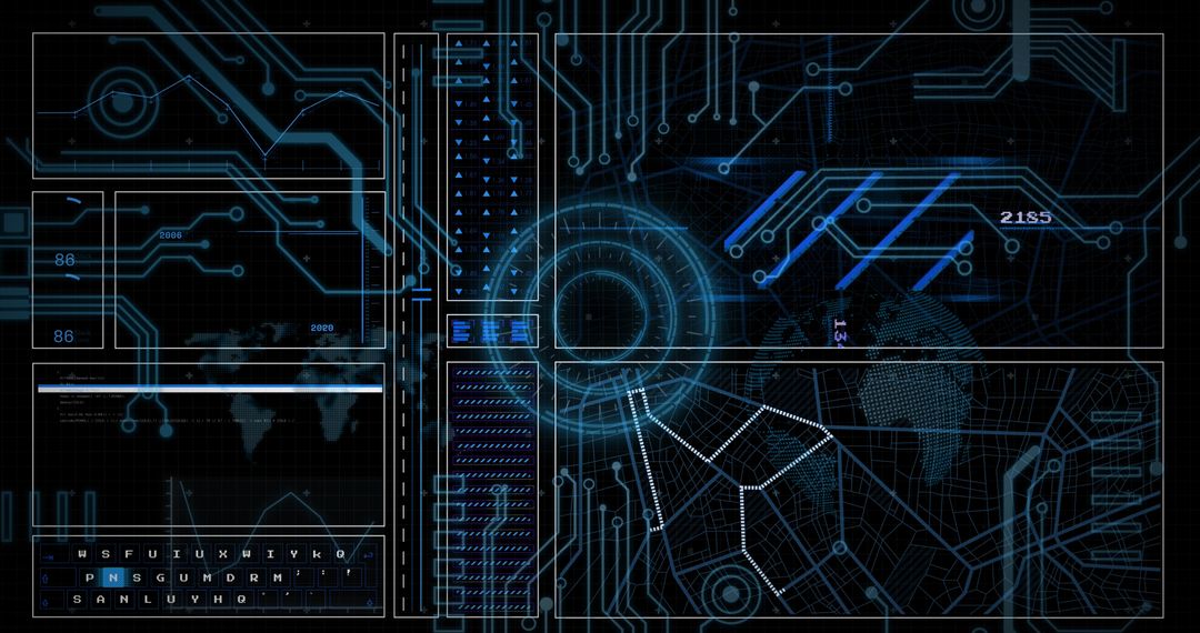 Abstract Digital Interface with Futuristic Scanning Display