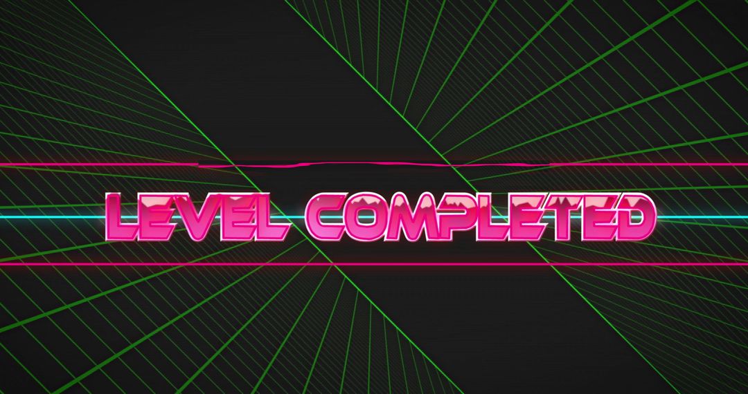 Futuristic Neon Level Complete Video Game Interface