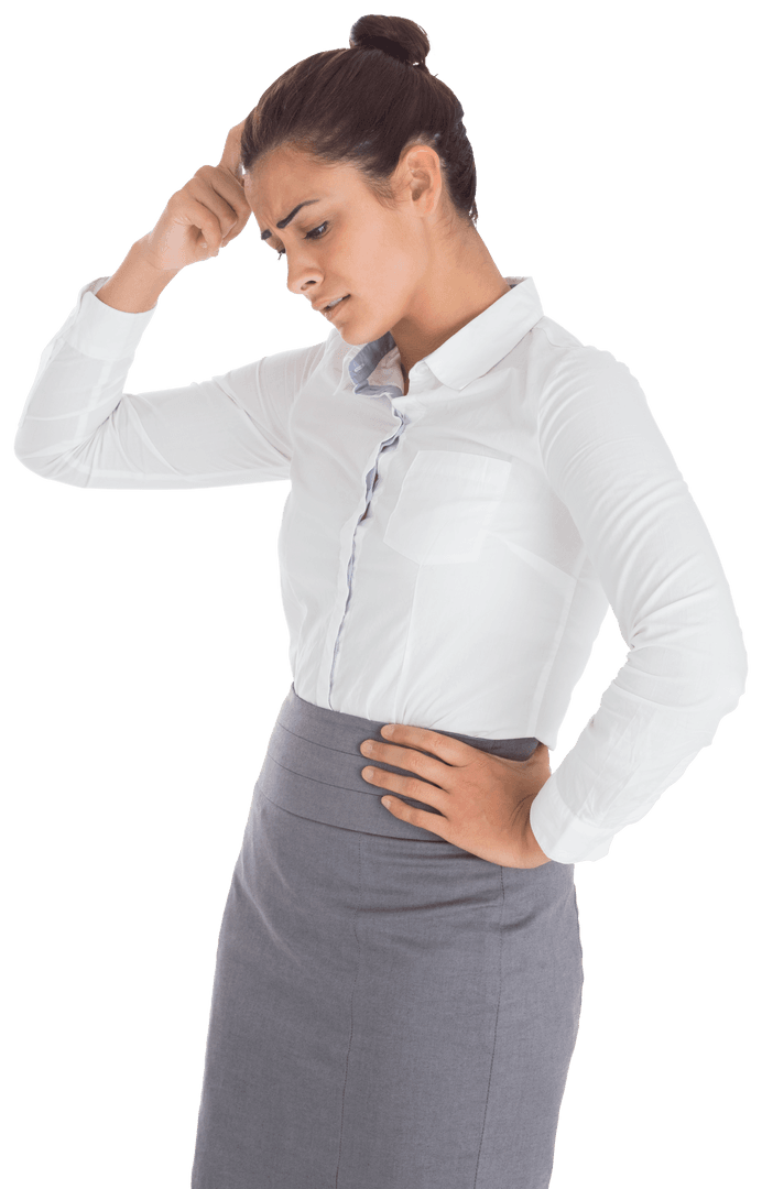 Transparent Hispanic Businesswoman Contemplating Solutions