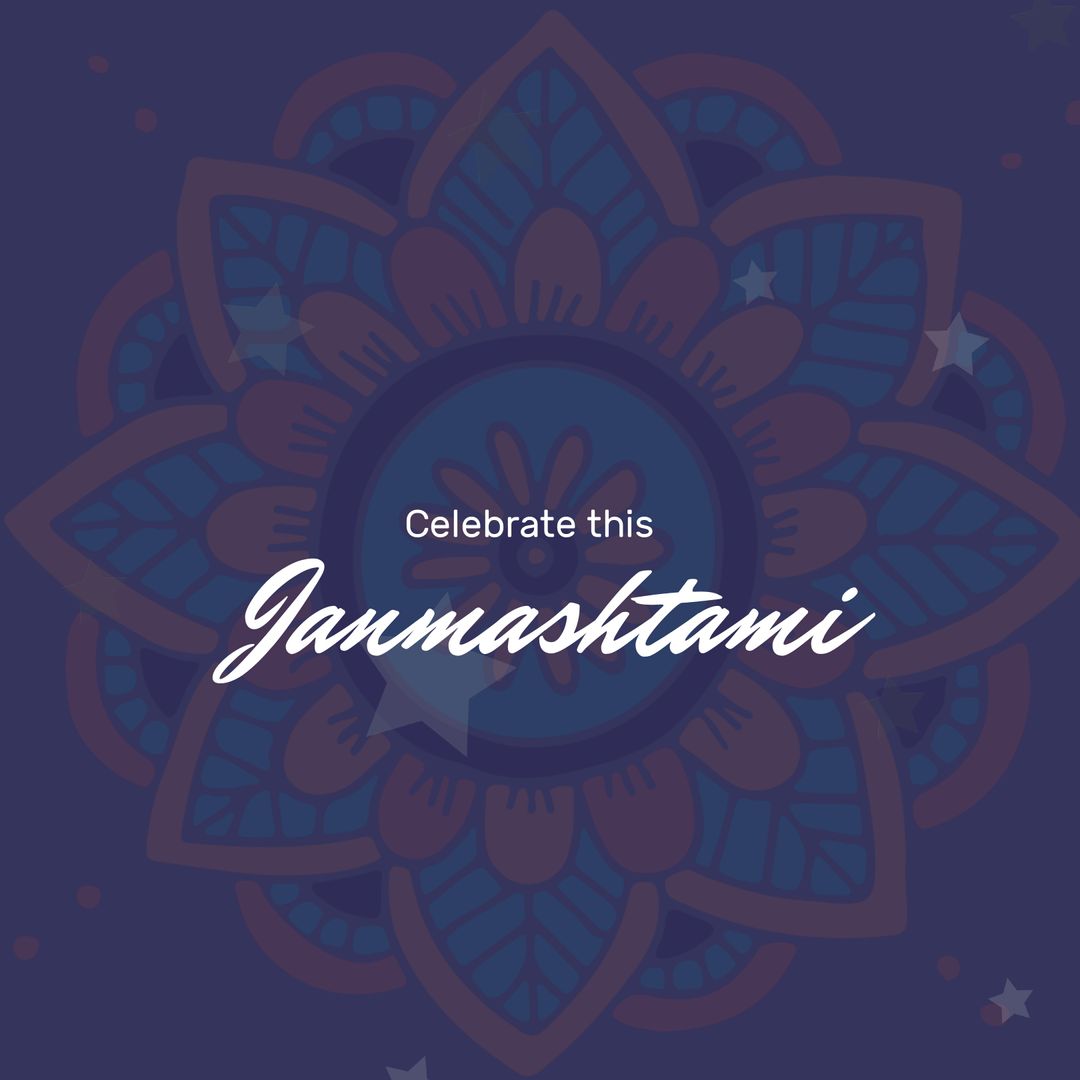 Illustration Celebrating Janmashtami with Floral Pattern and Copy Space