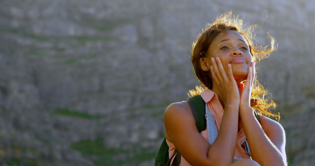 Contemplative Hiker Enjoying Mountain Landscape