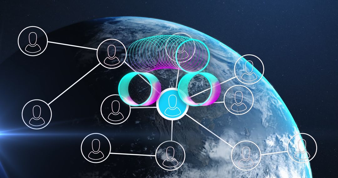 Global Network Connections on a Digital Interface Depicting Connectivity