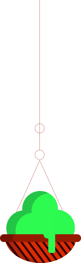 Transparent Abstract Green Lobes in Striped Suspended Pot