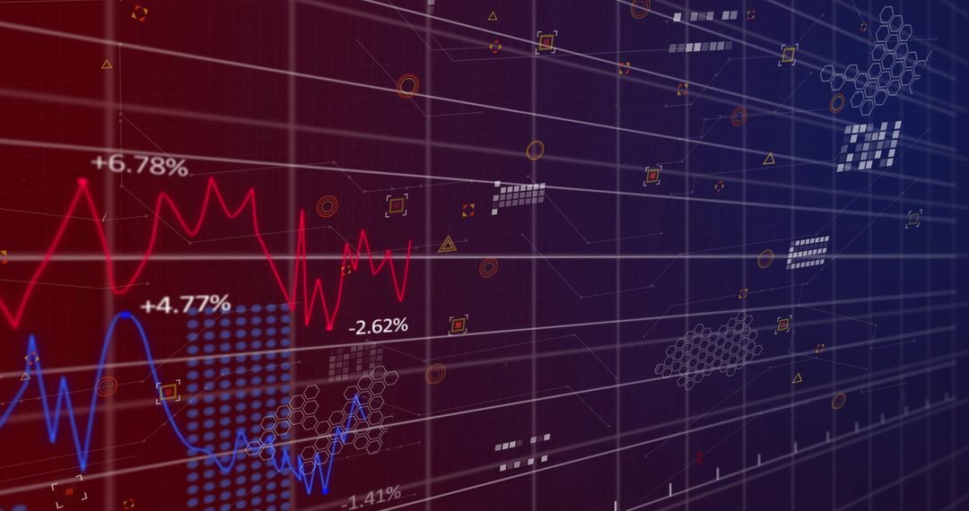 Digital Financial Graphs and Business Analytics on Blue Backdrop