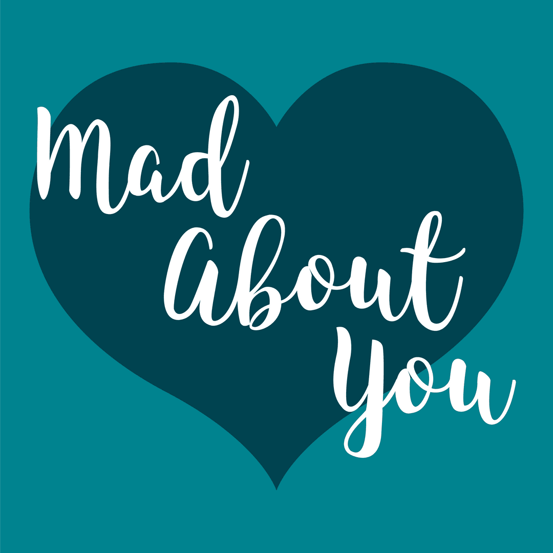 Mad About You Text on Heart Transparent Background