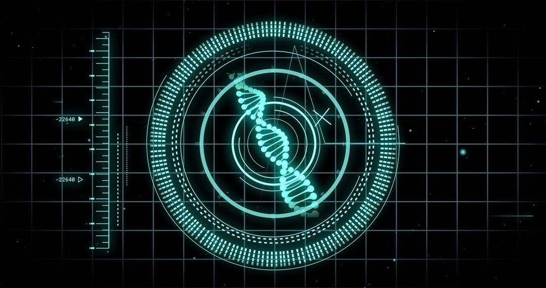 Digital DNA Analysis Interface on Black Background