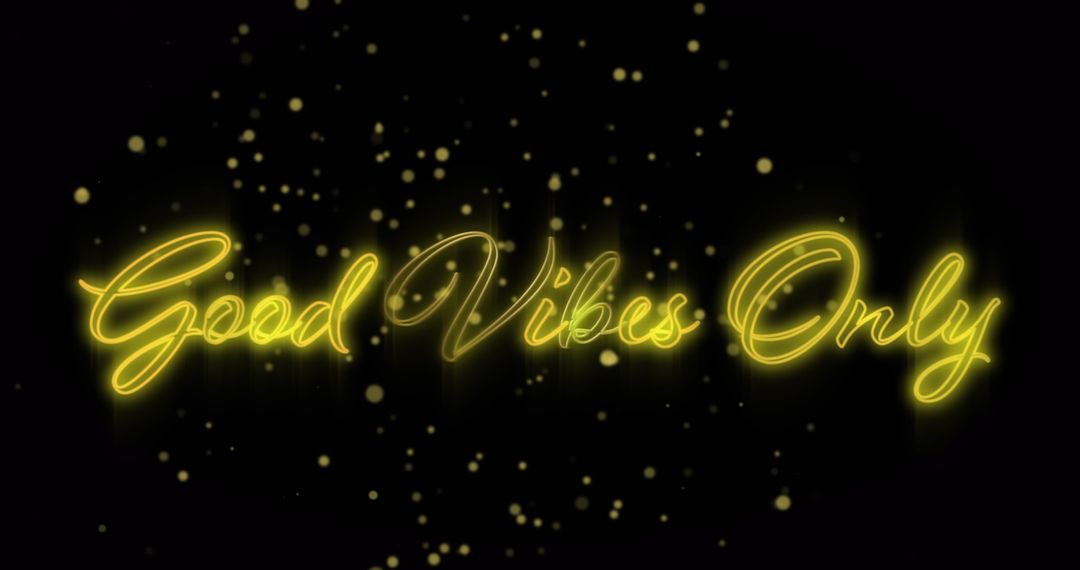 Good Vibes Only Neon Text Illustration with Golden Dots