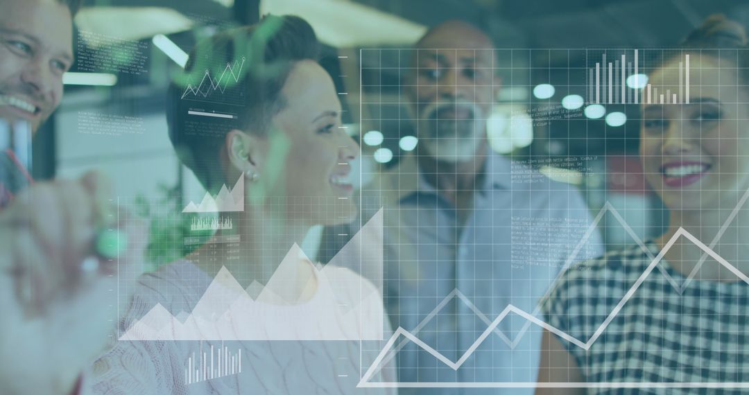 Business Team Analyzing Data on Interactive Board