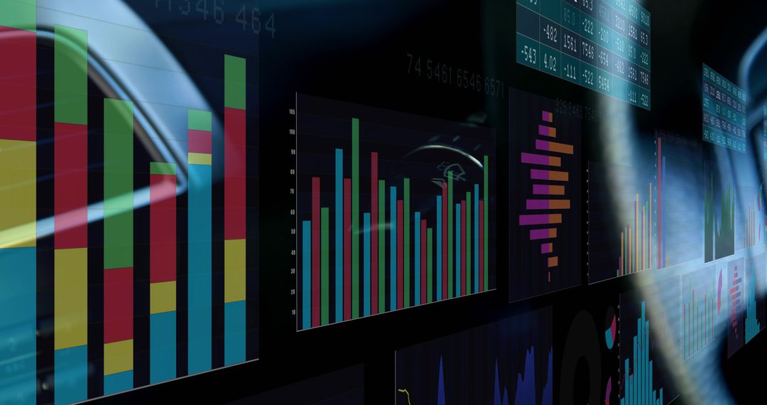 Illuminated Dashboard Panels Visualizing Financial, Operational and KPI Analytics
