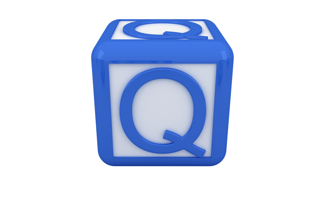 Blue Q Letter on Transparent Cube Background PNG Illustration - Download Free Stock Images Pikwizard.com