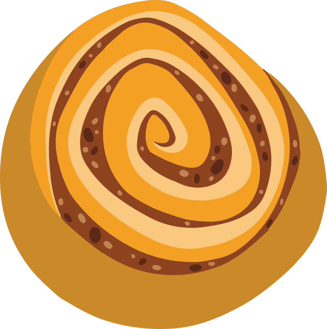 Cozy Cinnamon Roll Vector with Swirl on Transparent Layer