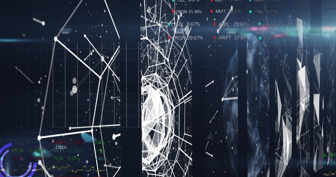 Abstract Digital Network Interface with Data Analytics Visualization