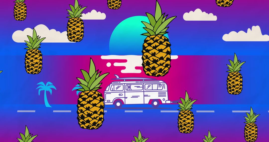 Retro Pineapple Road Trip with Futuristic Style
