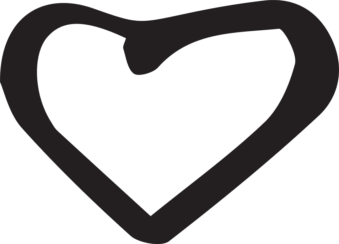 Simple Black Heart Symbol on Transparent Background