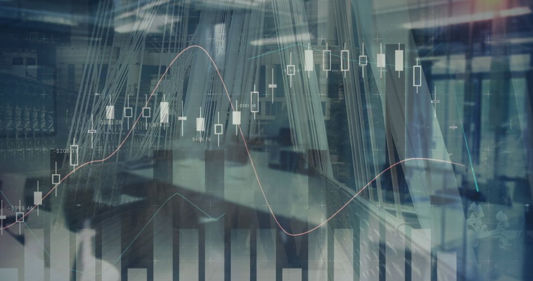 Digital Interface Showing Financial Data Over Urban Cityscape