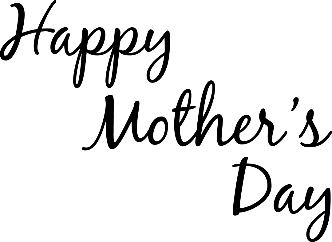 Happy Mother's Day Celebration Text on Transparent Background