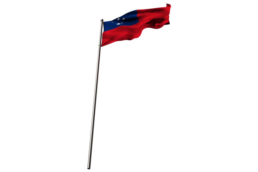 Low Angle Transparent Samoan Flag Waving Against Sky