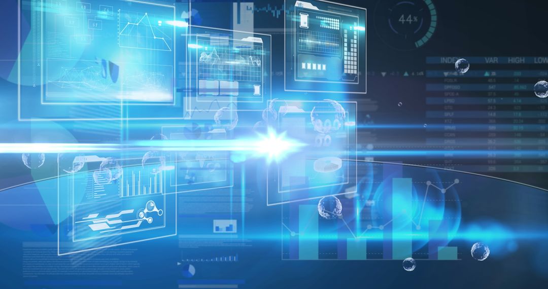 Futuristic Digital Data Interface with Blue Sci-Fi Graphics