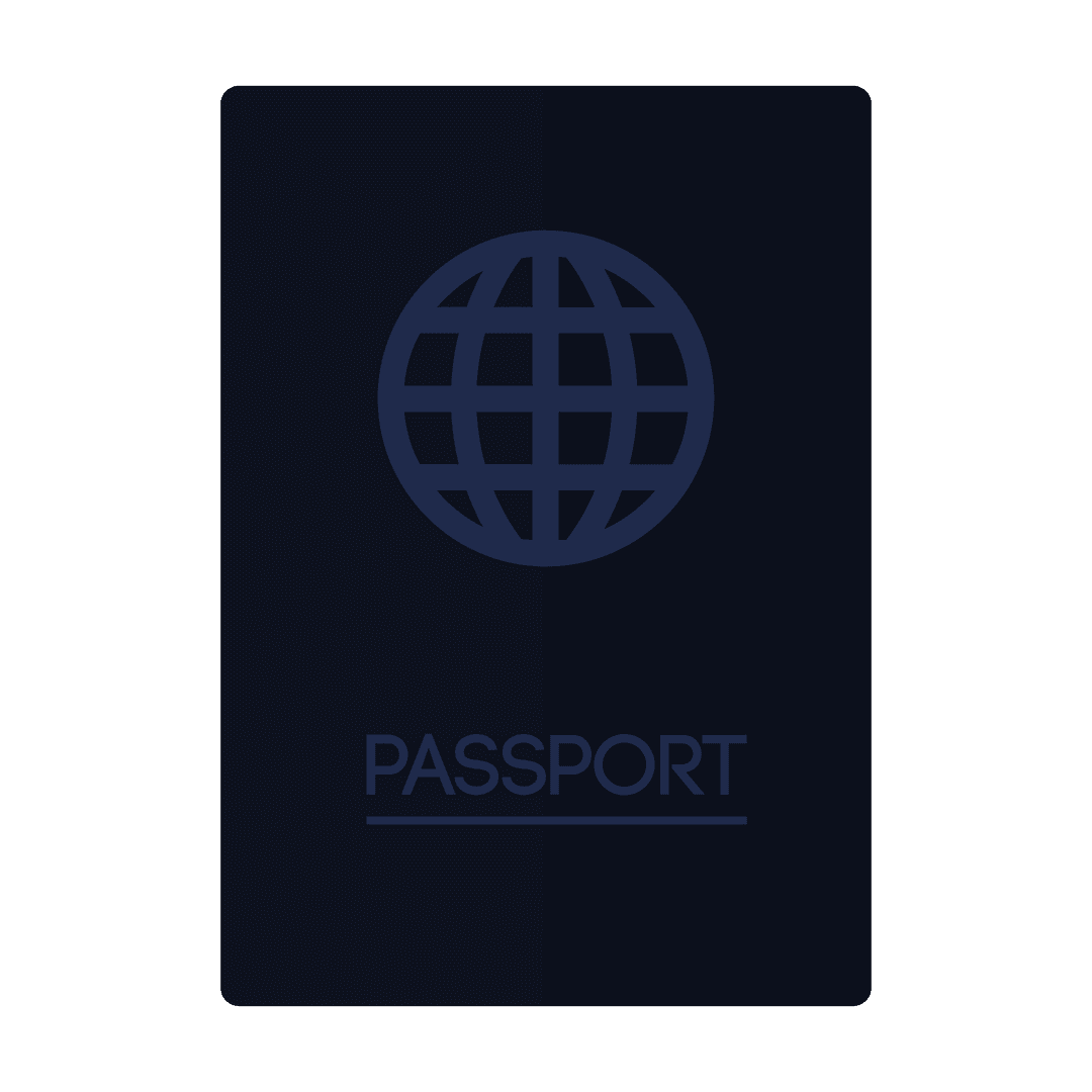 Black Passport on Transparent Background with Globe Symbol