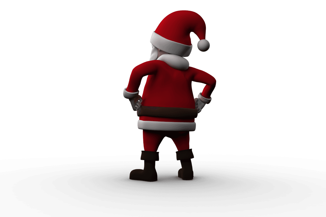 Transparent Cartoon Santa Claus Standing with Imaginative Pose
