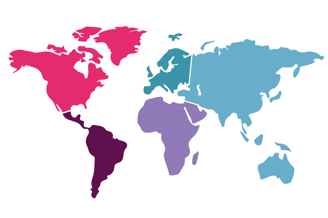 Colorful Transparent World Map Silhouette Illustrating Continents