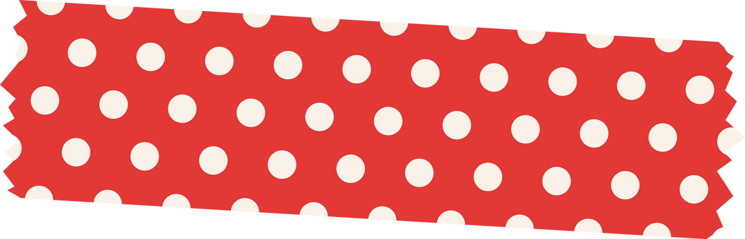 Red polka dot decorative tape with transparent background