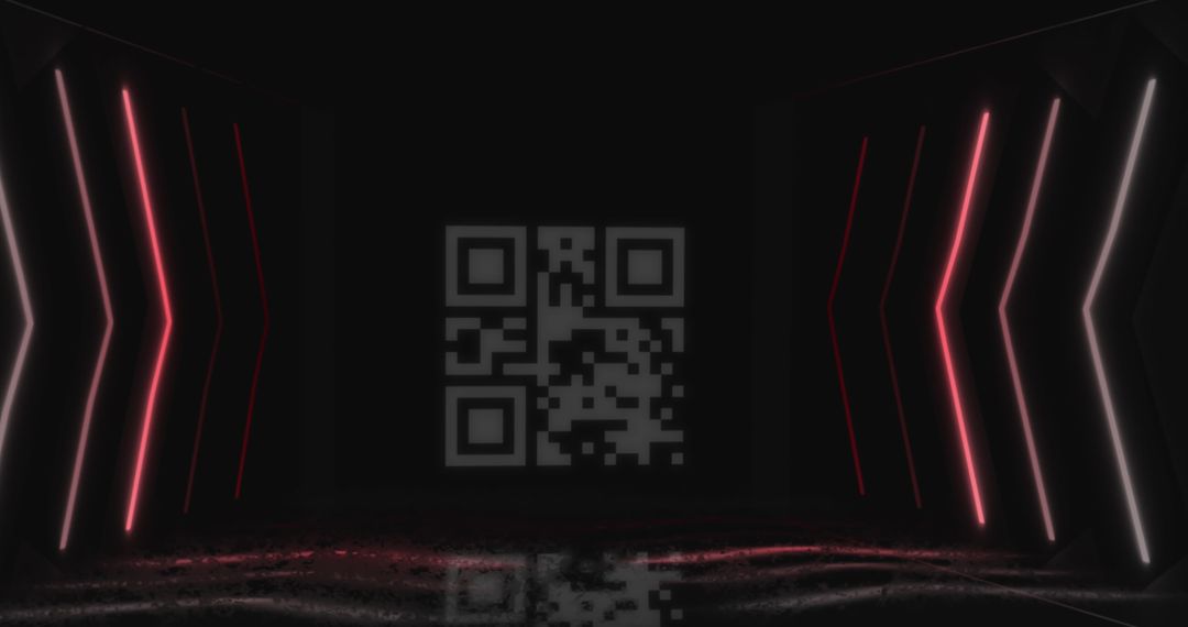 QR Code with Futuristic Neon Lights in Dark Space