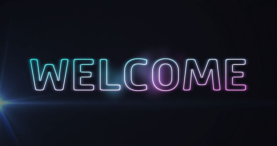 Inspirational Neon Welcome Sign with Light Trails