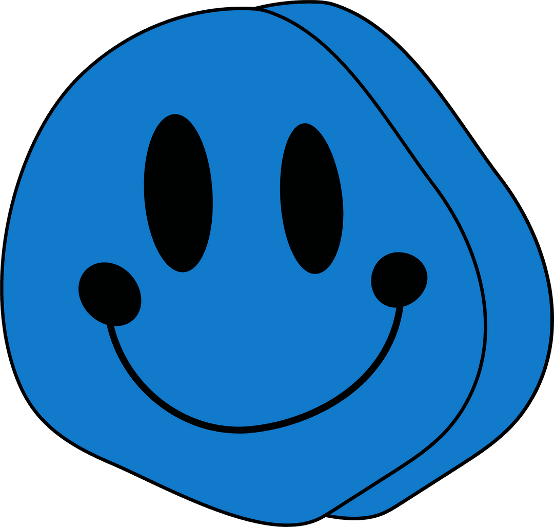 Playful Overlapping Smiley Blue Discs on Transparent Background