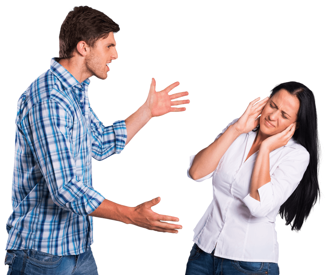 Aggressive Argument Between Man and Woman Transparent Background