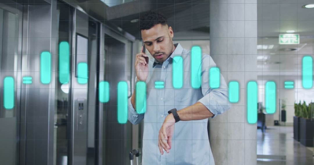 Businessman Analyzing Digital Data in Modern Office