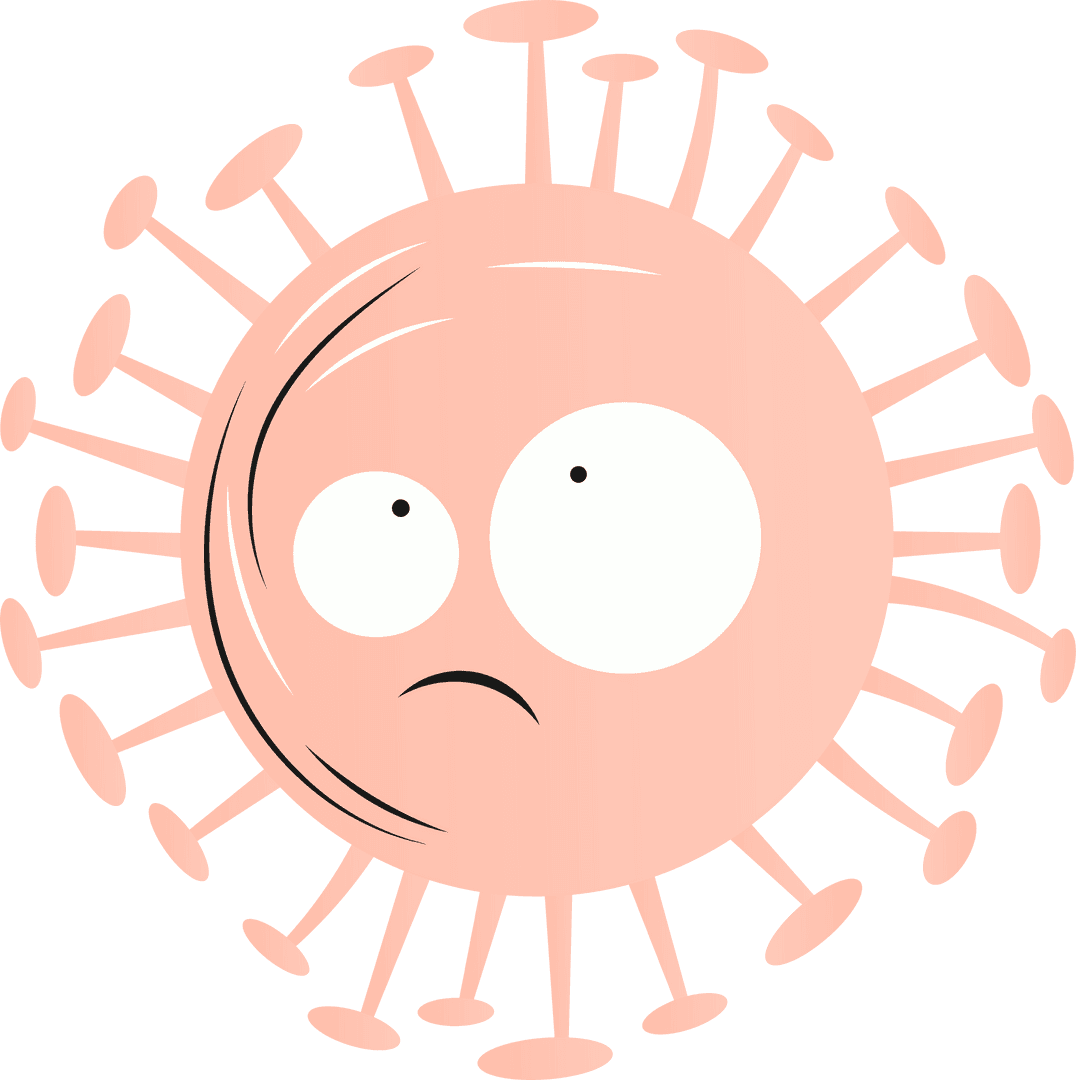Sad Virus Cartoon with Transparent Background