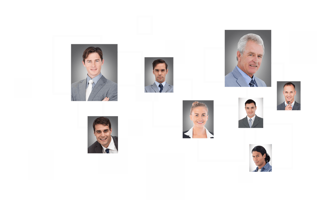 Transparent Illustration of Business Network with Team Members