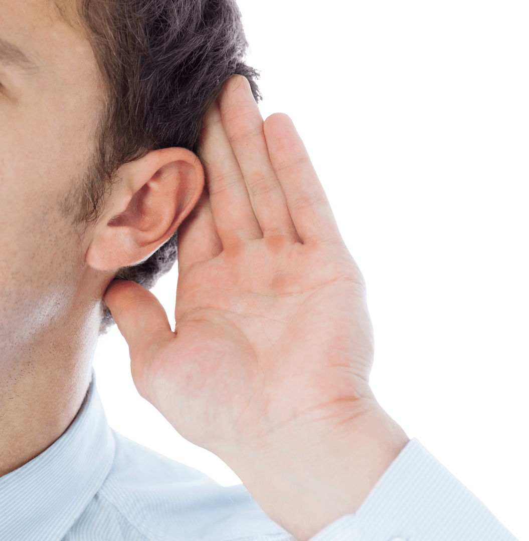Transparent Background Man Listening Conceptual Gesture