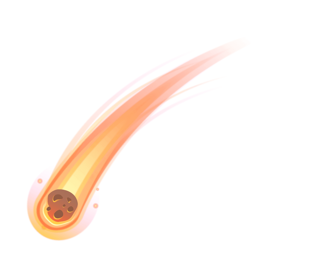 Stylized Meteor with Fiery Tail Transparent Design