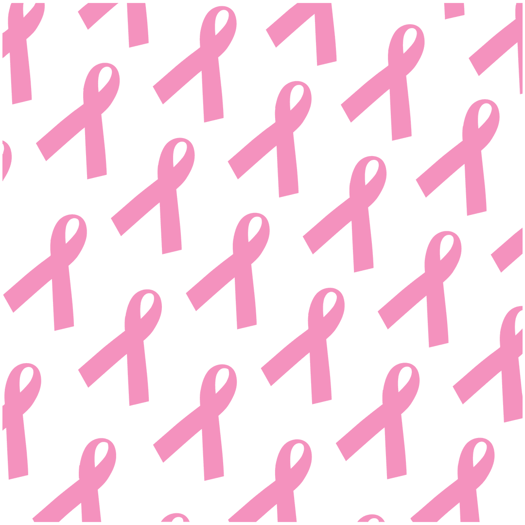 Seamless Pink Awareness Ribbon Pattern on Transparent Background