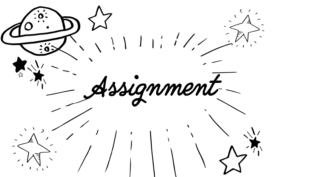 Assignment Word with Space Icons on Transparent Background