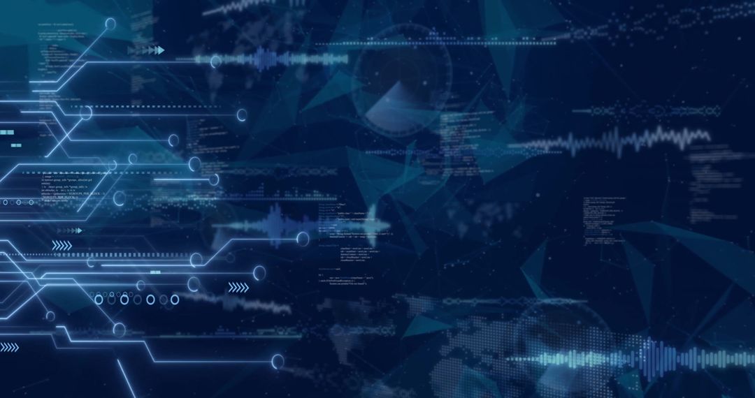 Digital Circuit Board with Data Streams in Futuristic Design