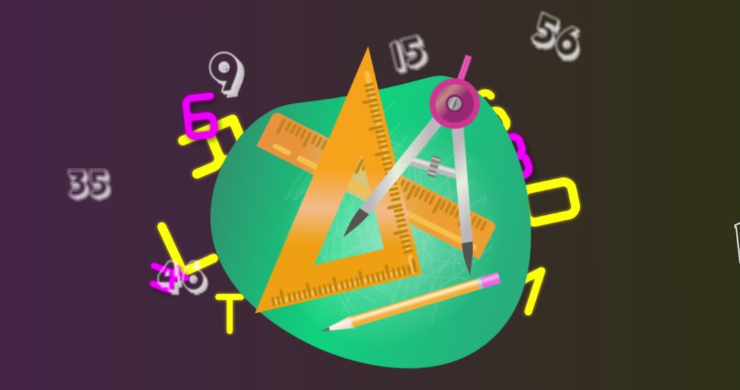 Math Tools and Numbers in Vibrant Digital Design