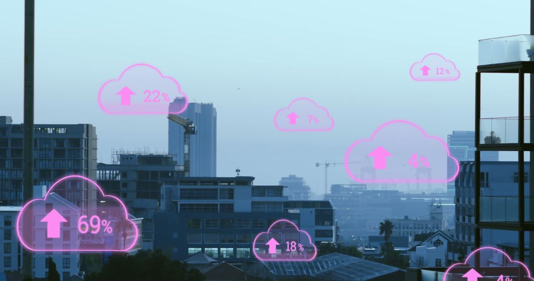 Digital Data Growth Over Modern City Skyline