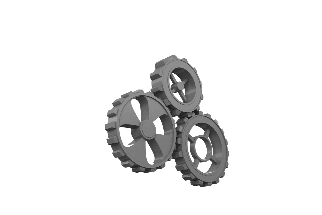 Interlocking Mechanical Gears on Transparent Background