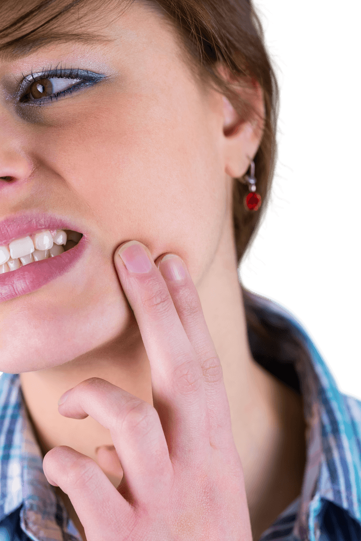 Woman Touching Jaw Feeling Transparent Toothache Discomfort