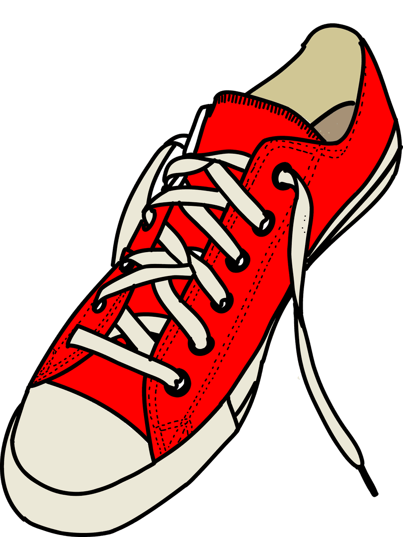 Red Canvas Sneaker with White Toe Cap on Transparent Background