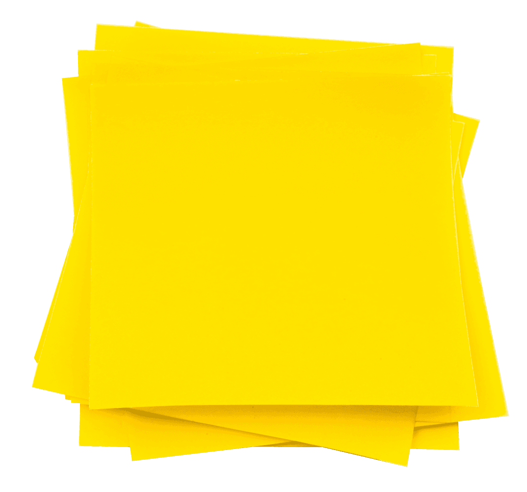 Transparent Stack of Bright Yellow Sticky Notes